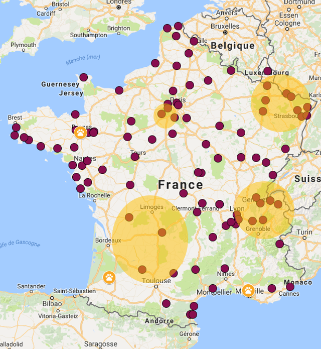 Carte des refuges - GRAAL